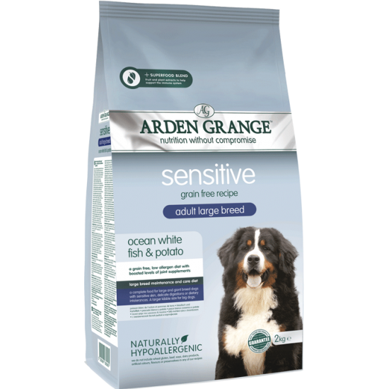 Υποαλλεργική Ξηρή Τροφή Σκύλου Arden Grange Sensitive Large Breed Λευκό Ψάρι Ωκεανού & Πατάτα Grain Free