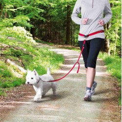 Ζώνη Μέσης Με Οδηγό Σκύλου Trixie από Neoprene με Επένδυση, Κοκκινη  60-135cm / 25mm L:1.20m