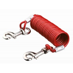 Tie out cable with coiled