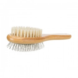 Brush, double-sided, bamboo/natural &wire bristles