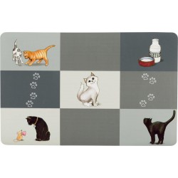 Patchwork cat place mat, 44 x 28 cm, grey