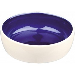 Cat bowl, ceramic, 0.3 l/ 13 cm, cream/blue