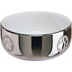 Cat bowl, ceramic, 0.3 l/ 11 cm, silver
