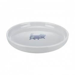 Bowl, flat and wide, cat, ceramic, 0.6 l/? 23 cm, grey
