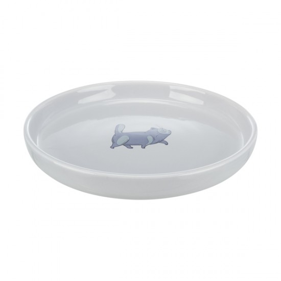 Bowl, Flat And Wide, Cat, Ceramic, 0.6 L/? 23 Cm, Grey for Cats by Trixie