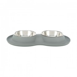 Bowl set, silicone/stainless steel,  grey
