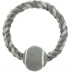 Rope ring with tennis ball,  6 cm/8 cm