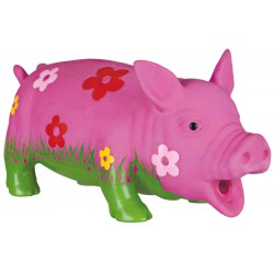 Pig with flowers, original animal sound, latex, 20 cm