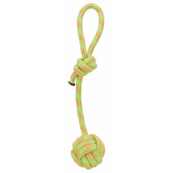 Playing rope with woven-in ball, 7cm x 7cm