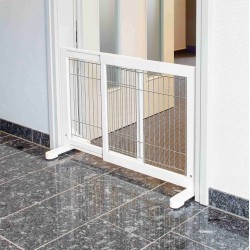 Dog barrier, wood, 65-108x61x31 cm, white