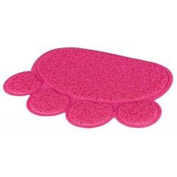 Cat litter tray mat, paw, PVC, 40 x 30 cm, pink