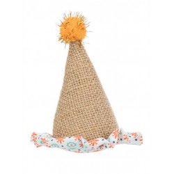 Little hat, jute/fabric, 9 cm