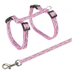 Cat harness with leash, for all cats, nylon, 27x45 cm/10 mm, 1.20 m