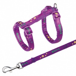 Kitten harness with leash, motif strap, nylon, 22-36 cm/10