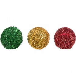 Xmas rattling balls plastic/polyester 4cm (3ocs)